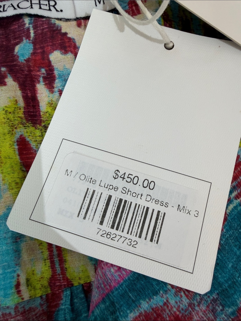 NEW Maria Cher Olite Dress Size M Colorful Ikat Print With Long Puff Sleeves NWT - Picture 6 of 11